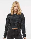 Women's Lightweight Cropped Crewneck Sweatshirt - Black Camo